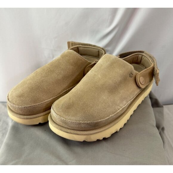 UGG Shoes - UGG Beige Goldenrod Suede Slip-On Adjustable Strap Clog Womens Shoes Size 7